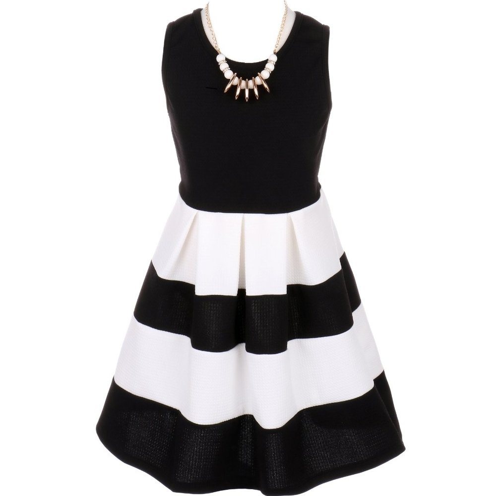 COPY - Girl Sleeveless Dress Color Block Striped Summer Special Flower Girl Dre…